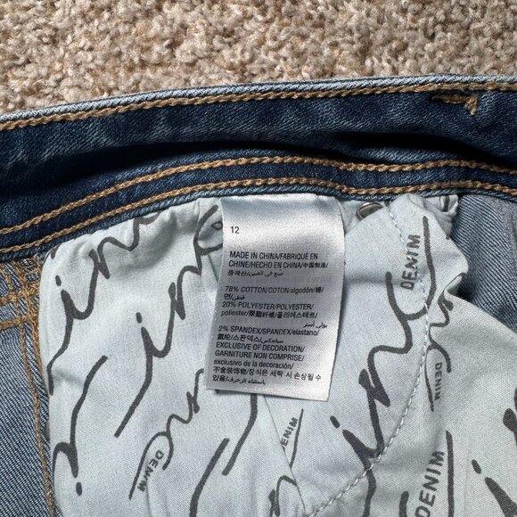 INC Skinny Leg Regular Fit Jeans Size 12 Plaid Patch Frayed Hem Holes Pockets - Picture 8 of 9